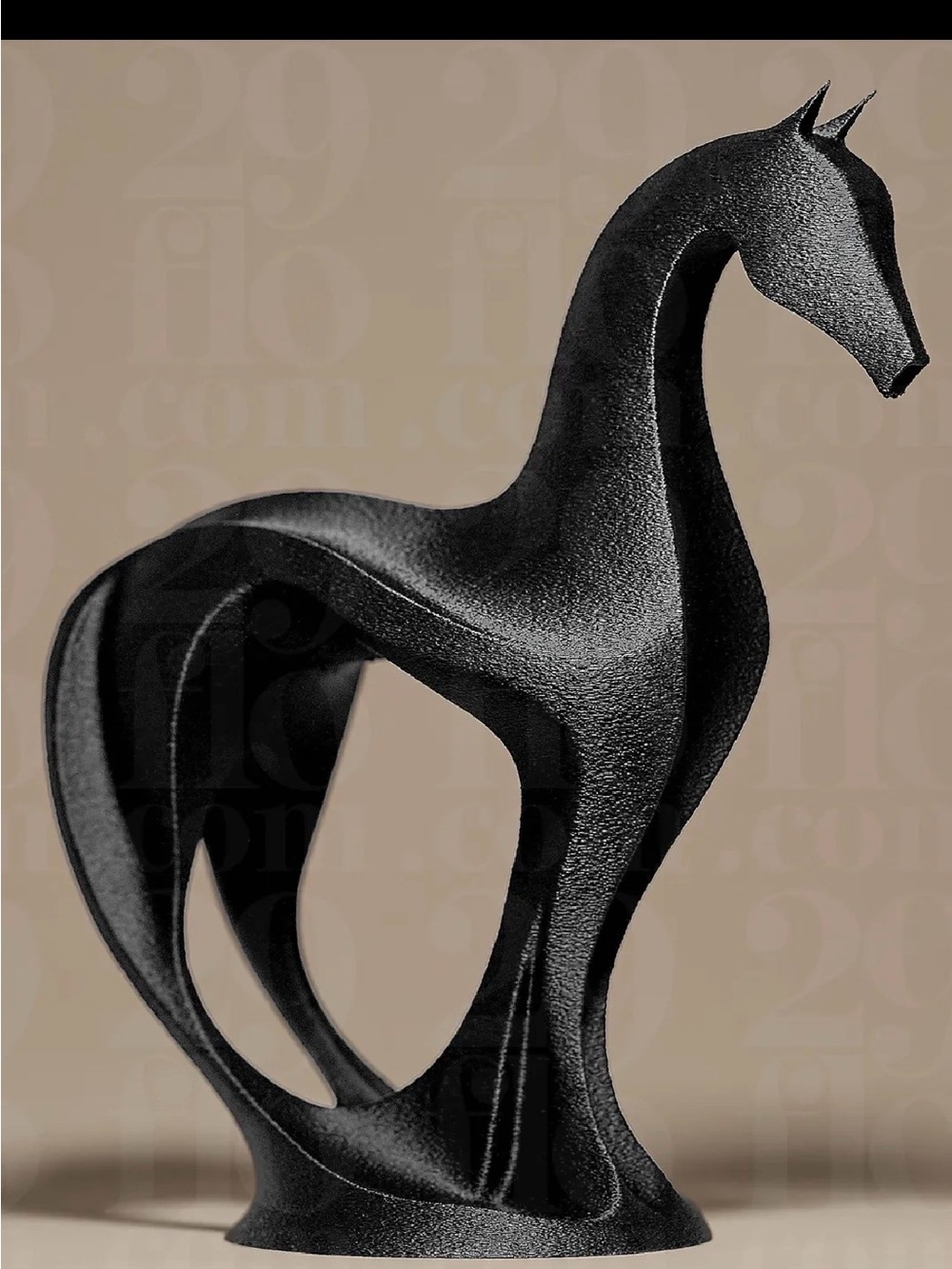 Modern Black Abstract Horse Sculpture - Home Art
